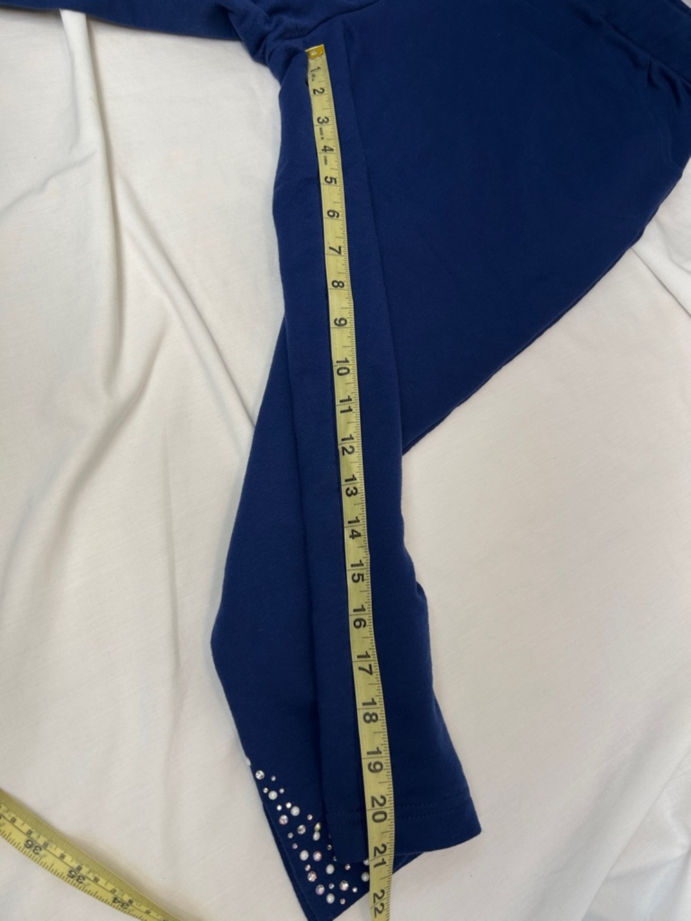 Quacker Factory Royal Blue Two-Piece Top and Pants with Rhinestone Matching Set - Picture 12 of 14